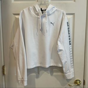 Puma White Cropped Hoodie Long Sleeve